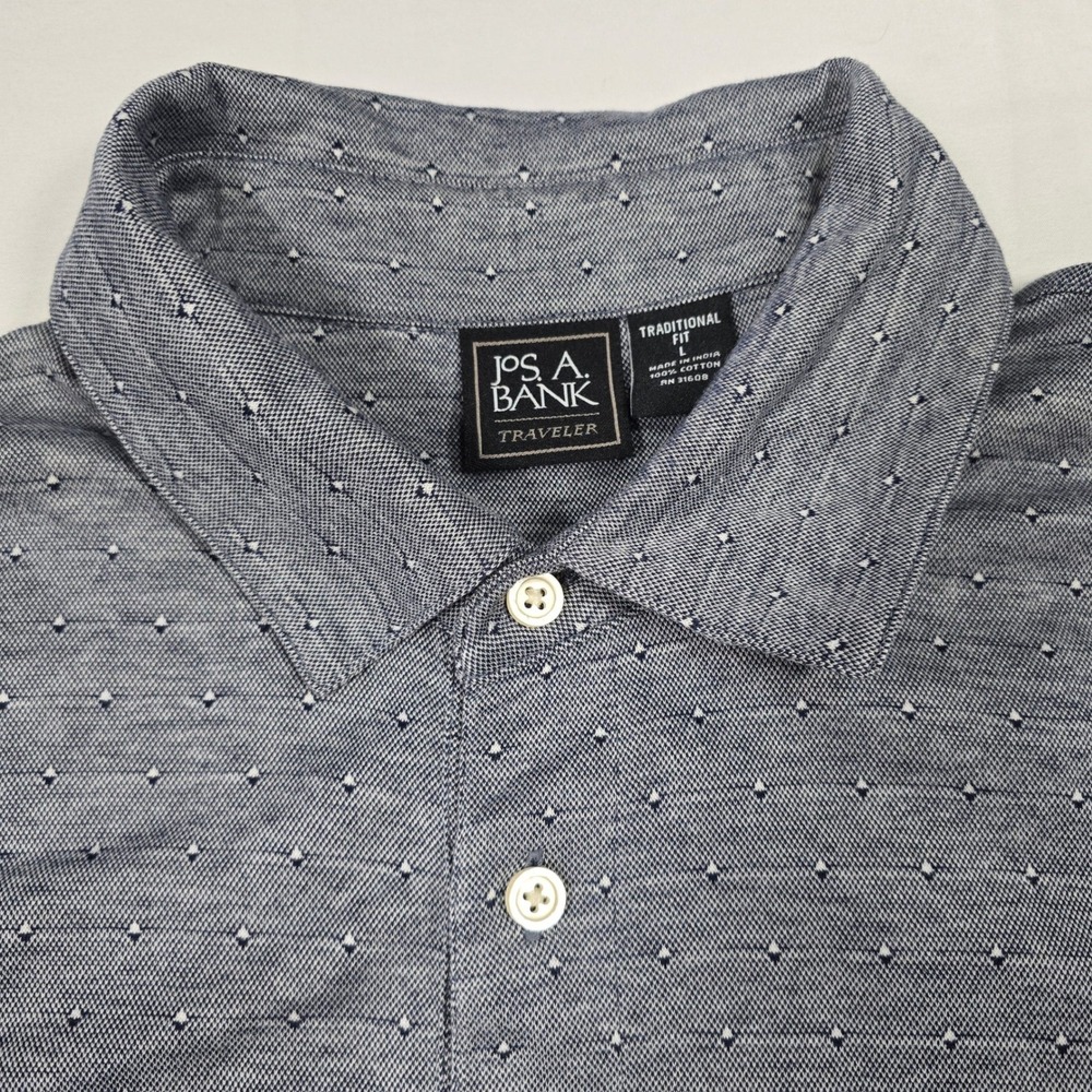 Jos. A. Bank Traveler Polo Men's Large Blue Textured Cotton Golf Classic